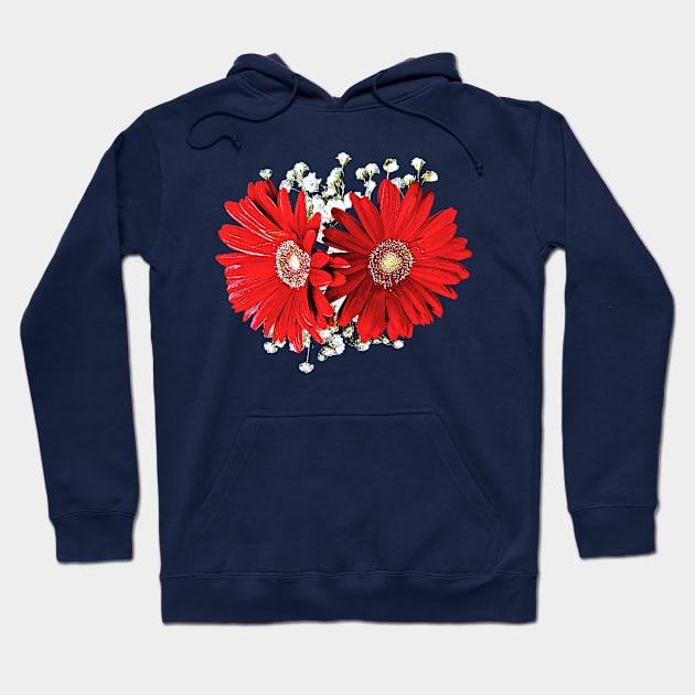 Daisies - Red Gerbera Daisies and Stephanotis Hoodie by SusanSavad